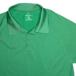 Fabletics Polo Shirt Mens Lrg Green Wicking Nylon Blend Performance Golf Stretch